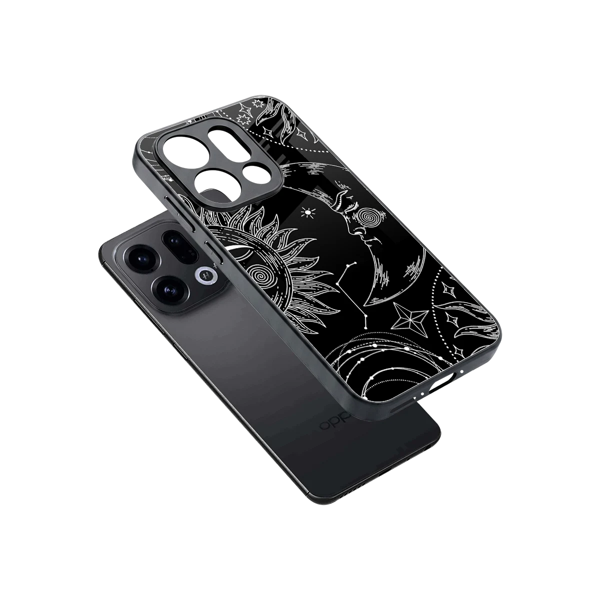 Celestial Duo sleek oppo find x9 cover with tempered glass back and TPU edges
