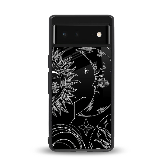 Celestial Duo back phone cover | glass case for google pixel 6a