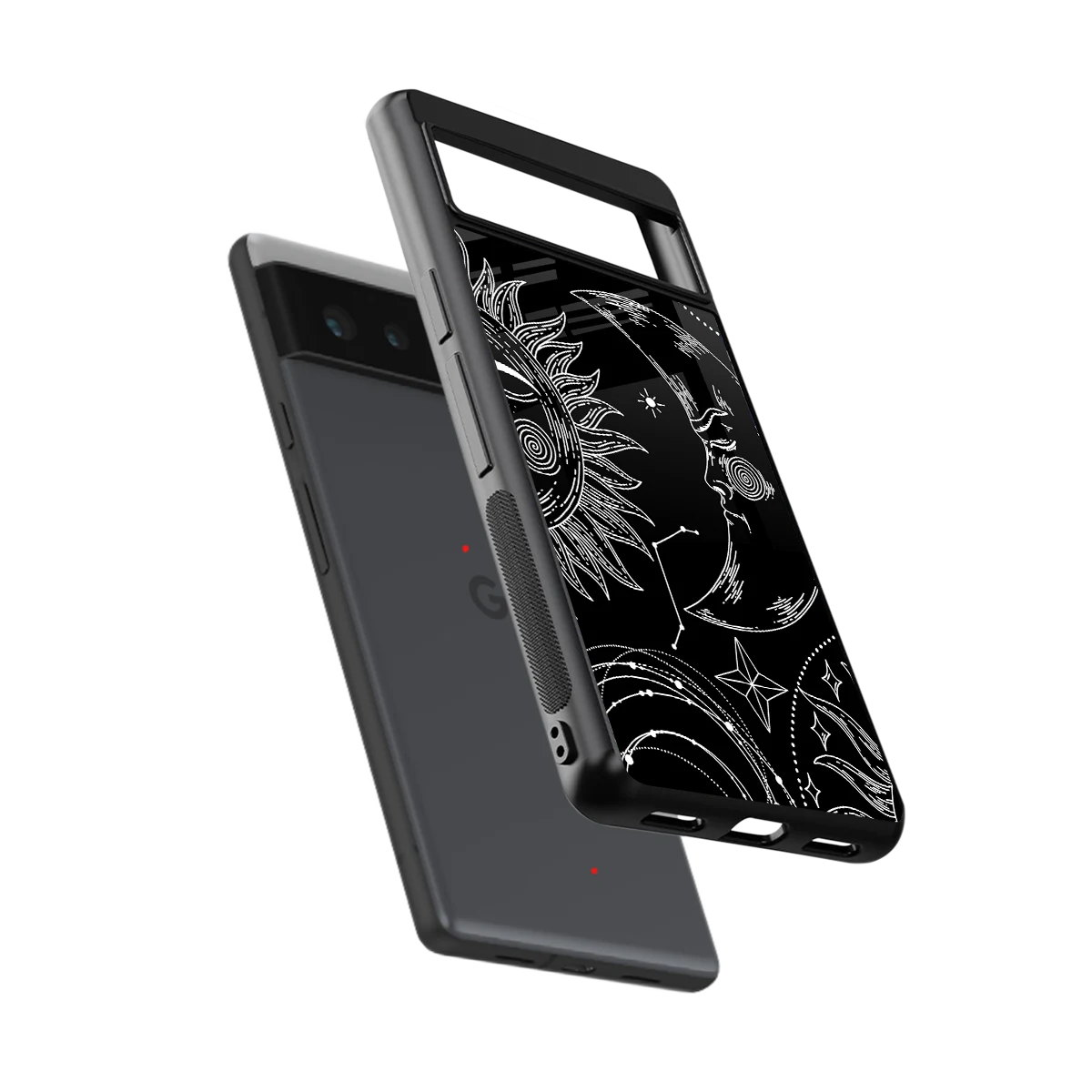 Celestial Duo sleek google pixel 6a cover with tempered glass back and TPU edges