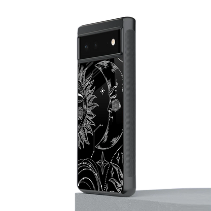 Celestial Duo stylish phone case for google pixel 6a | glossy glass and slim fit