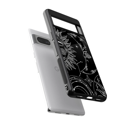 Celestial Duo sleek google pixel 7 cover with tempered glass back and TPU edges