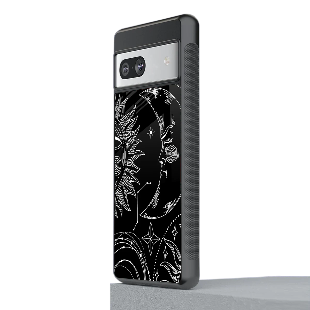 Celestial Duo stylish phone case for google pixel 7 | glossy glass and slim fit