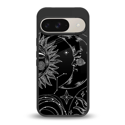 Celestial Duo back phone cover | glass case for google pixel 9