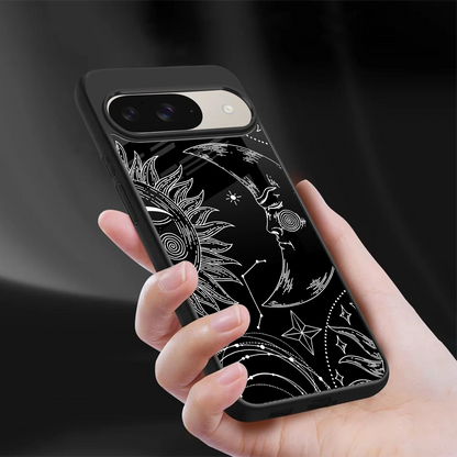 Celestial Duo sleek google pixel 9 cover with tempered glass back and TPU edges