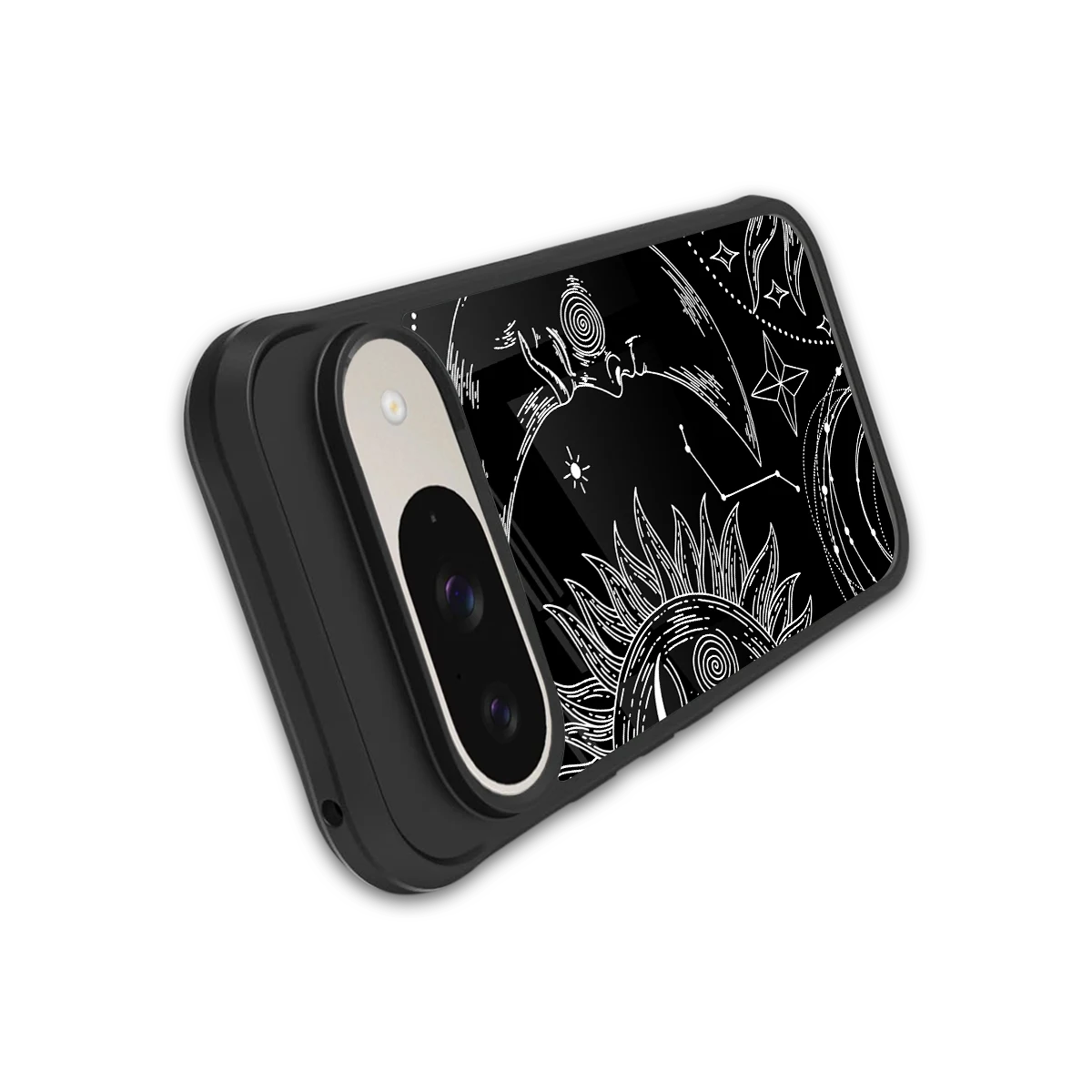 Celestial Duo stylish phone case for google pixel 9 | glossy glass and slim fit