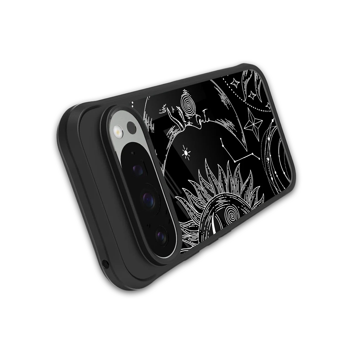 Celestial Duo stylish phone case for google pixel 9 pro | glossy glass and slim fit