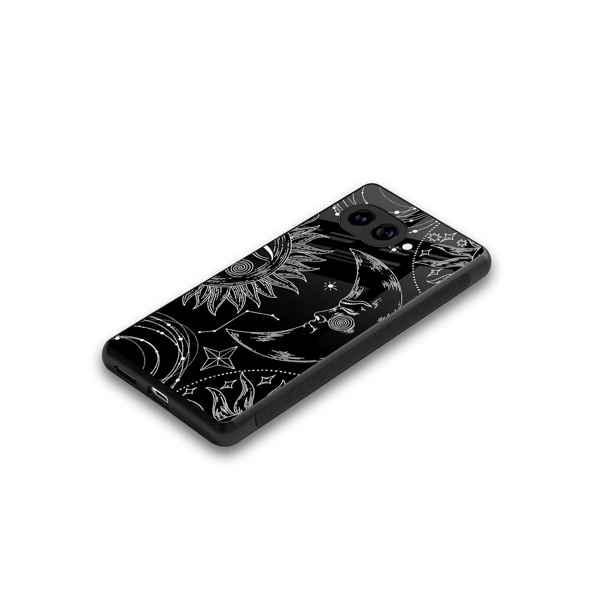 Celestial Duo stylish phone case for google pixel 10a | glossy glass and slim fit