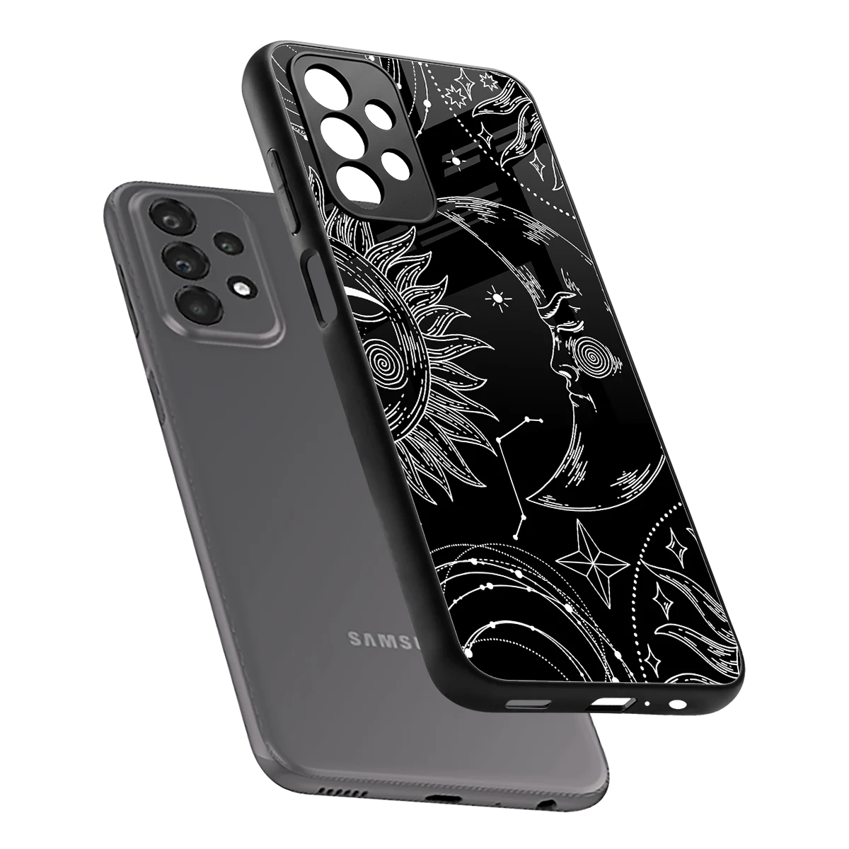 Celestial Duo sleek samsung galaxy a23 cover with tempered glass back and TPU edges