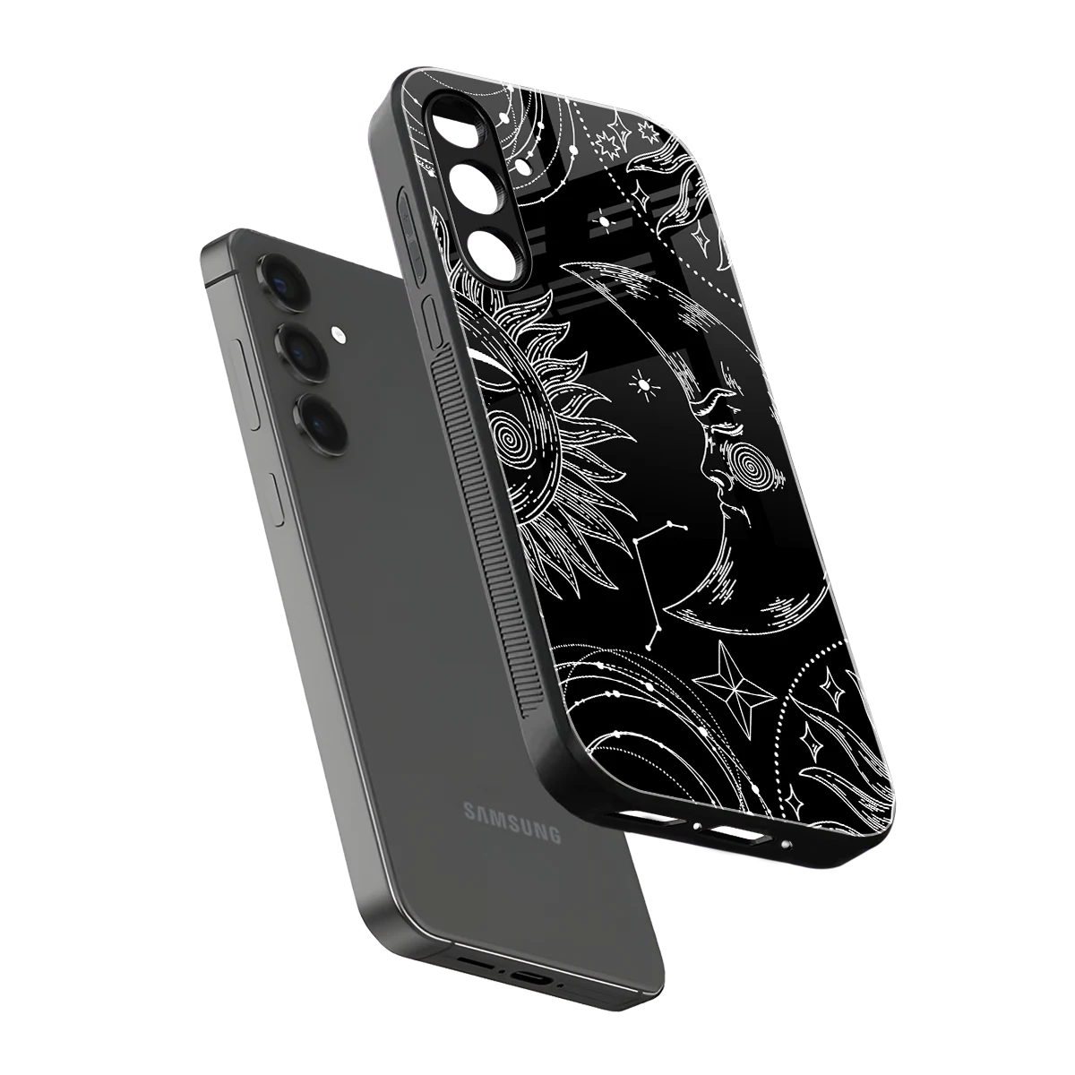 Celestial Duo sleek samsung galaxy m35 5g cover with tempered glass back and TPU edges