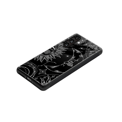 Celestial Duo stylish phone case for samsung galaxy m35 5g | glossy glass and slim fit