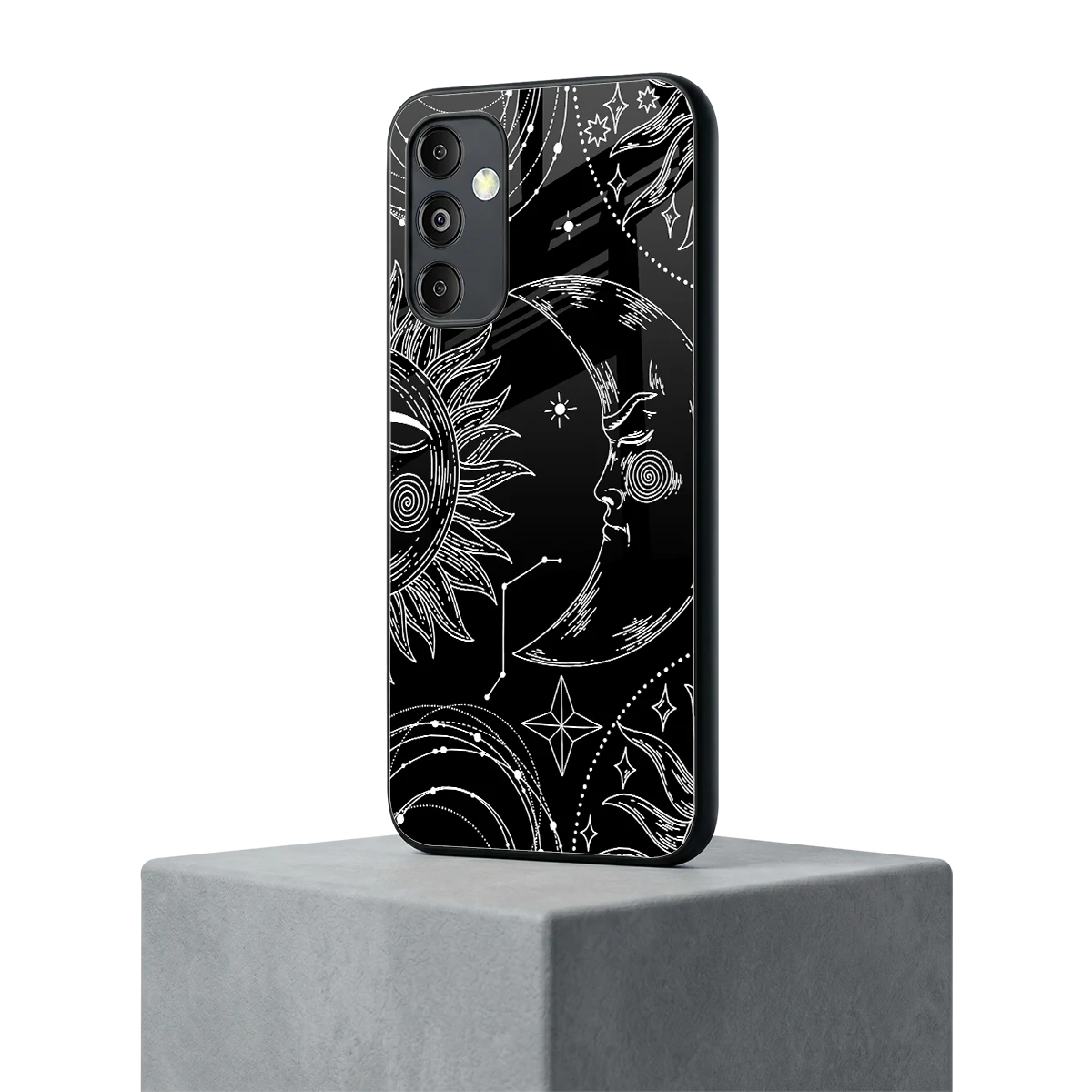 Celestial Duo samsung galaxy m14 5g mobile cover | shockproof glass phone case
