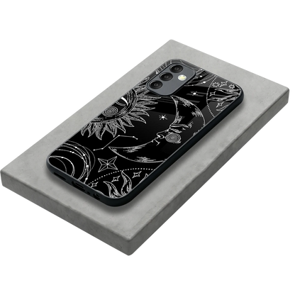 Celestial Duo stylish phone case for samsung galaxy m14 5g | glossy glass and slim fit