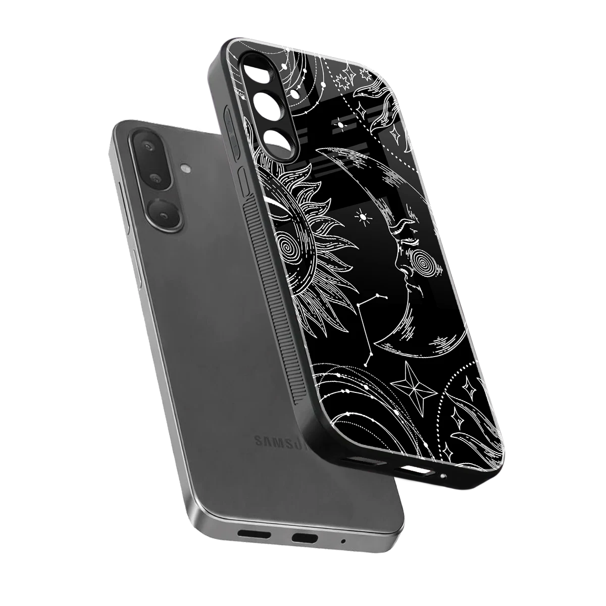Celestial Duo sleek samsung galaxy m56 5g cover with tempered glass back and TPU edges
