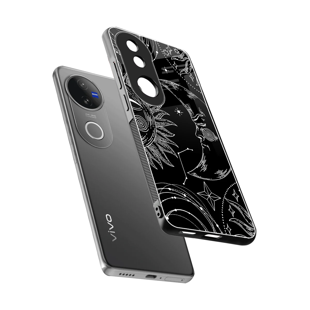 Celestial Duo sleek vivo v50 cover with tempered glass back and TPU edges