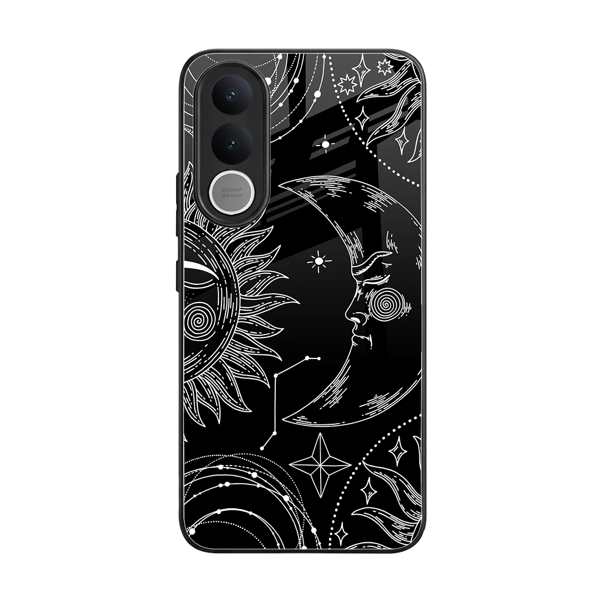 Celestial Duo back phone cover | glass case for vivo v70 fe