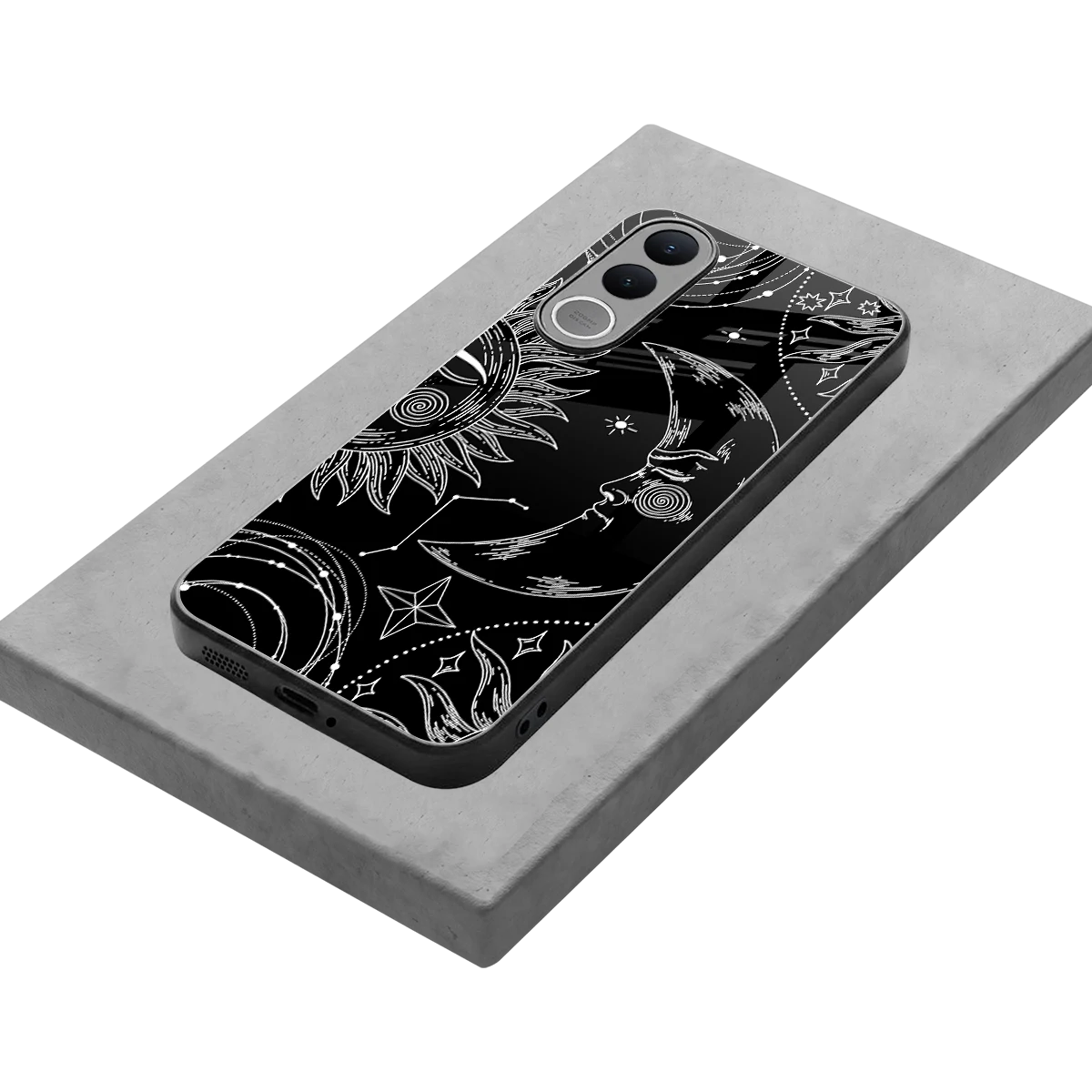 Celestial Duo stylish phone case for vivo v70 fe | glossy glass and slim fit
