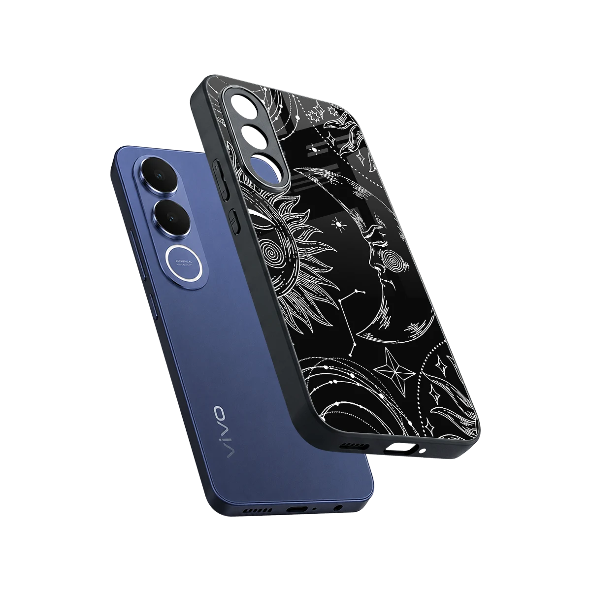 Celestial Duo sleek vivo v70 fe cover with tempered glass back and TPU edges