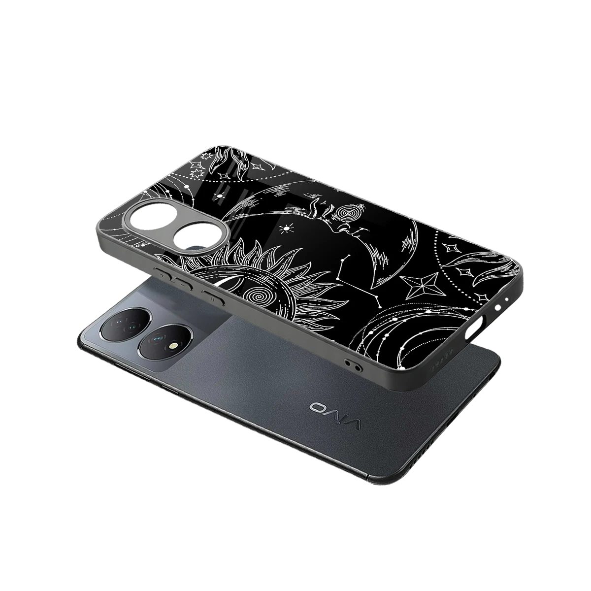 Celestial Duo sleek Vivo-y100 cover with tempered glass back and TPU edges