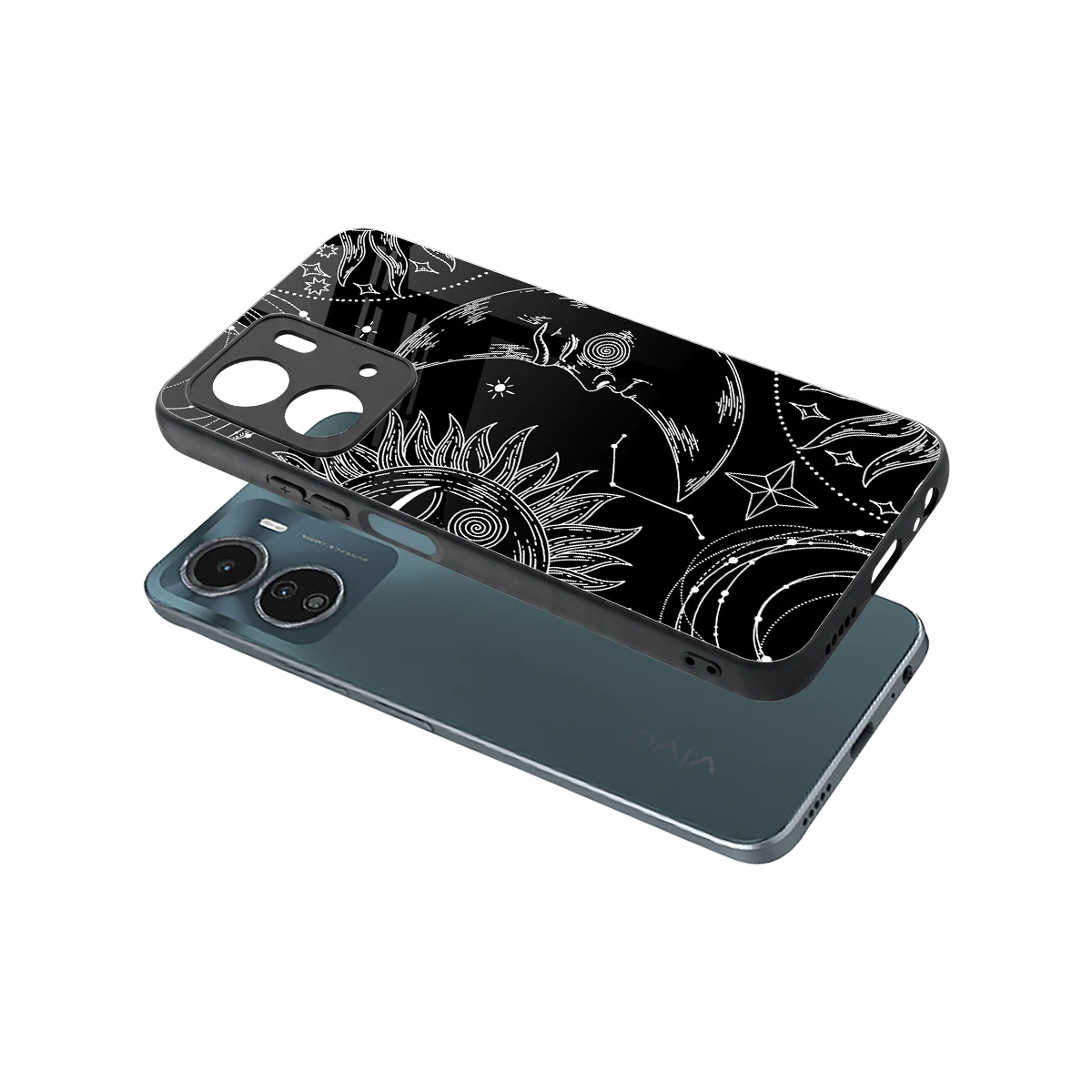Celestial Duo sleek vivo y16 cover with tempered glass back and TPU edges