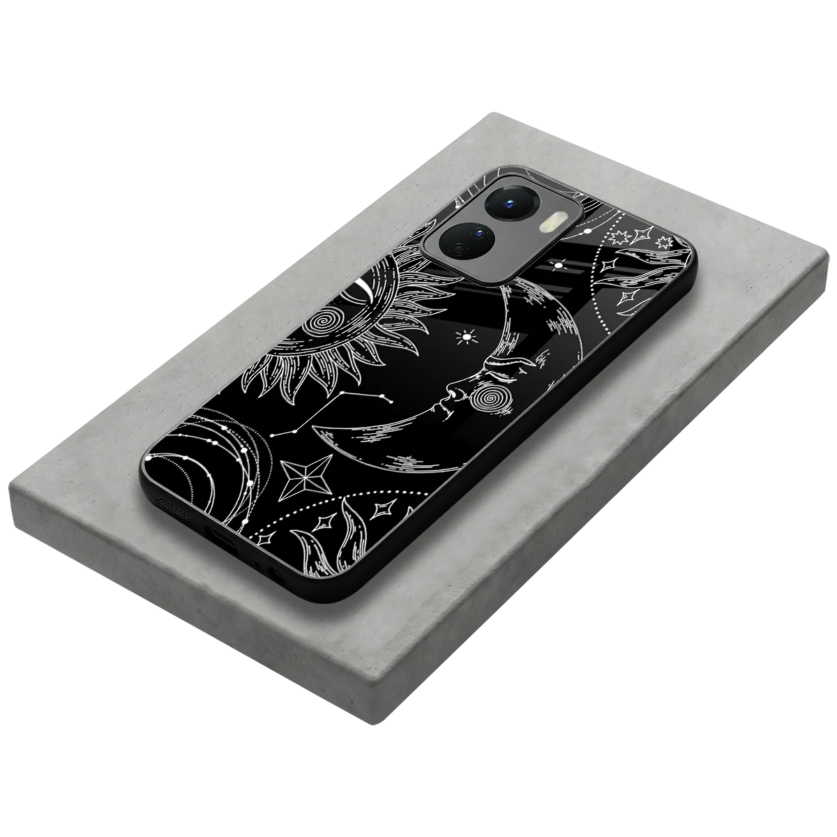 Celestial Duo stylish phone case for vivo y16 | glossy glass and slim fit