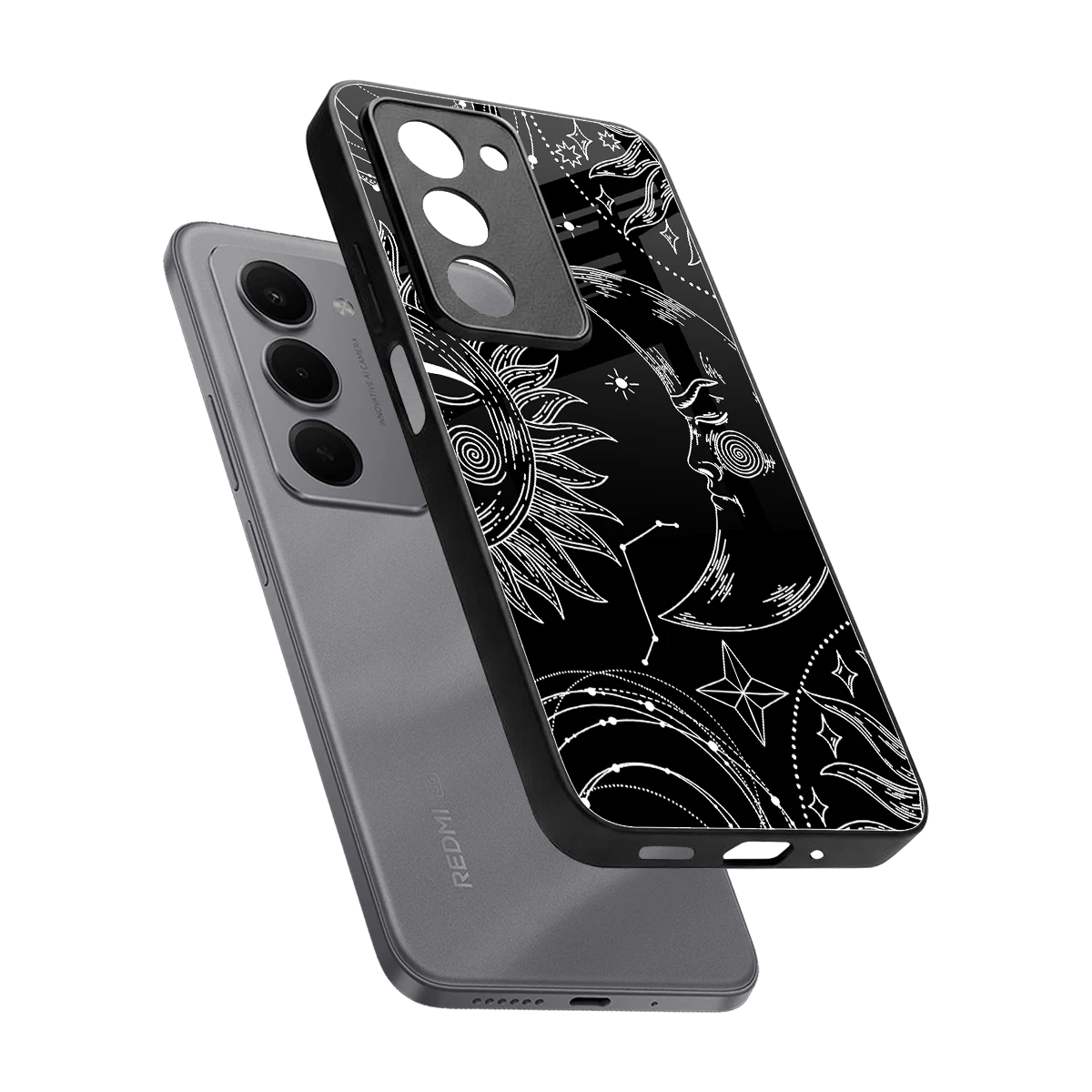 Celestial Duo sleek redmi 15 5g cover with tempered glass back and TPU edges