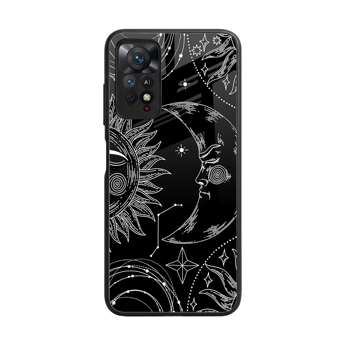 Celestial Duo back phone cover | glass case for redmi note 11 pro