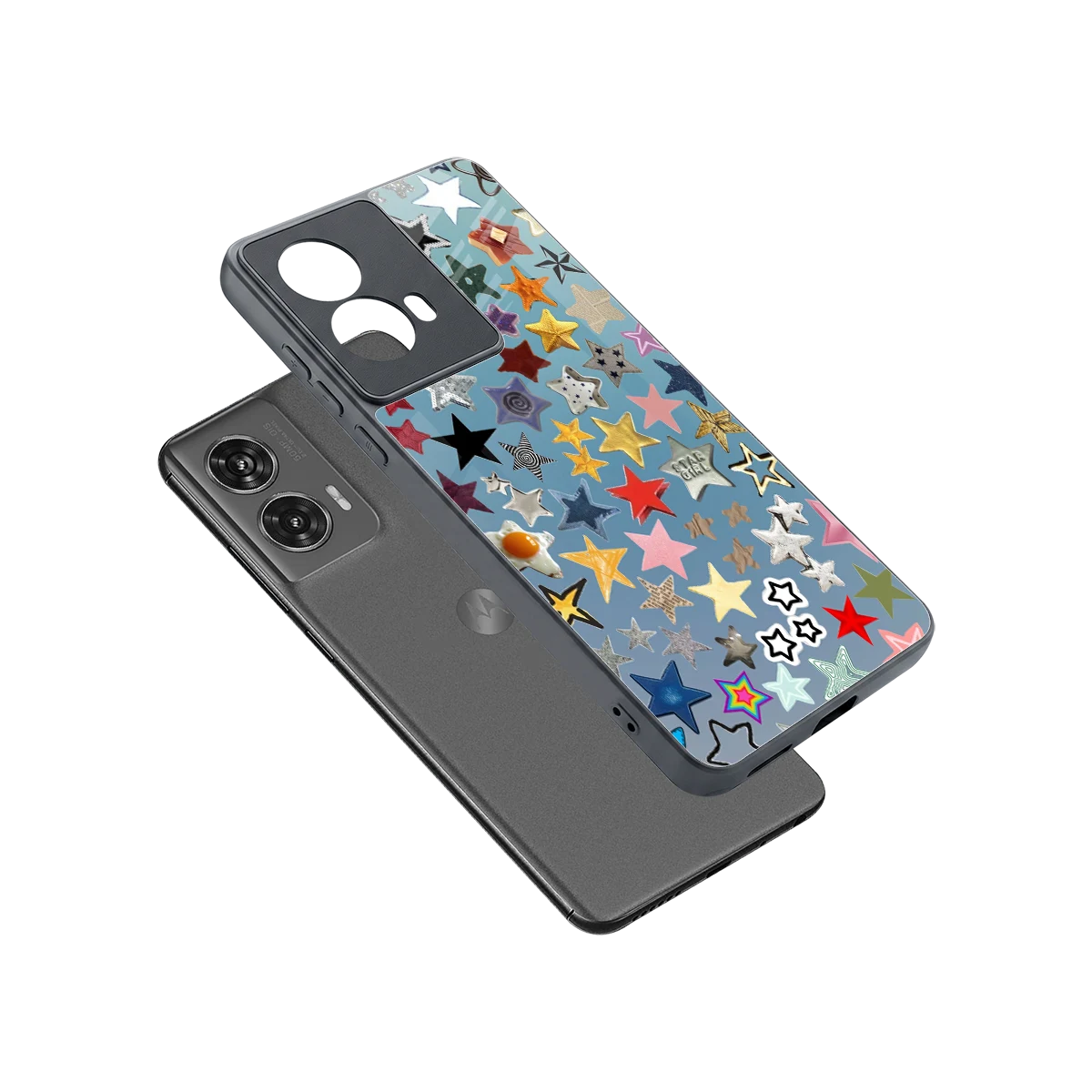 Celestial Glow sleek motorola edge 50 fusion cover with tempered glass back and TPU edges
