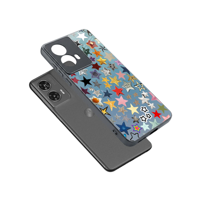 Celestial Glow sleek motorola edge 50 fusion cover with tempered glass back and TPU edges