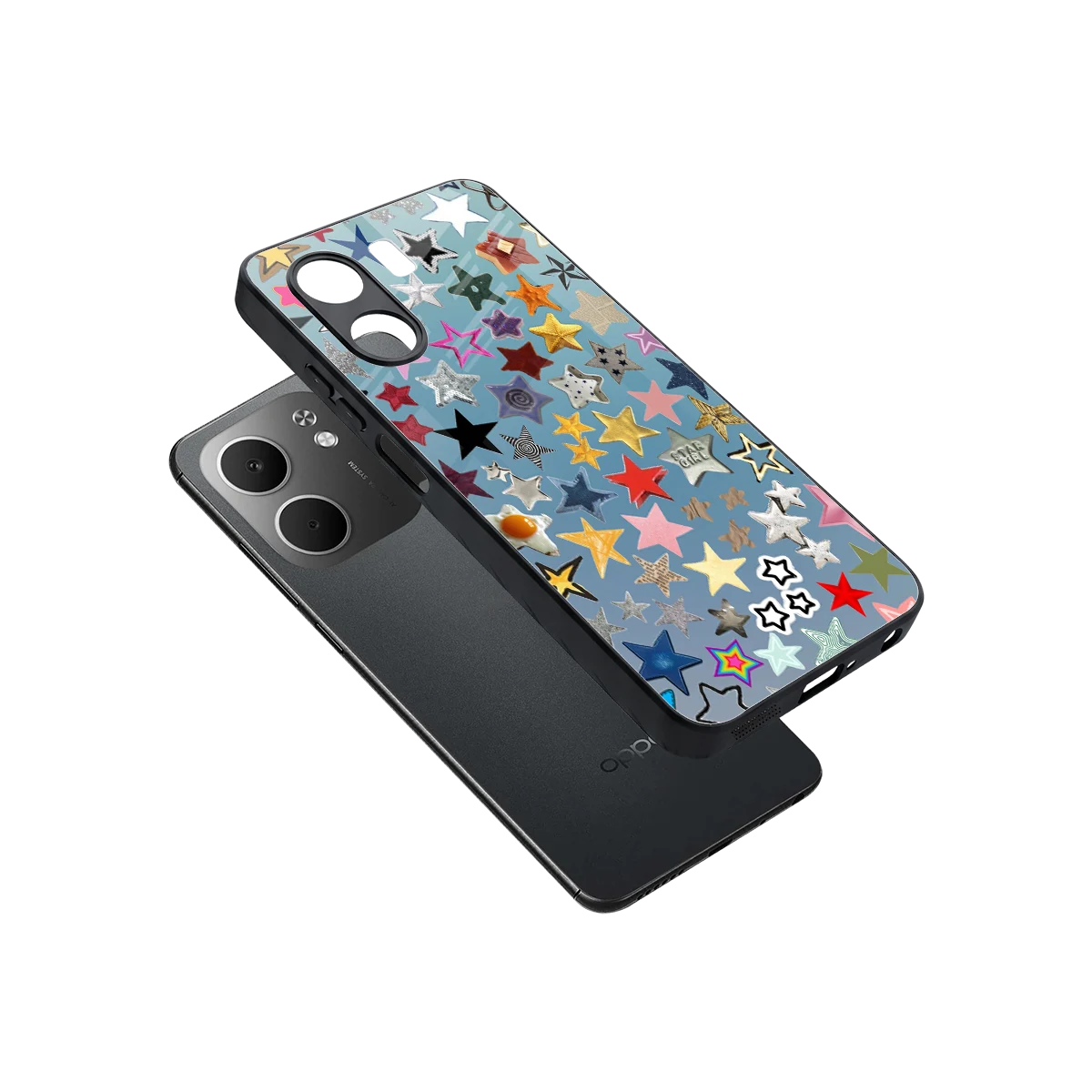 Celestial Glow sleek oppo a5x 5g cover with tempered glass back and TPU edges
