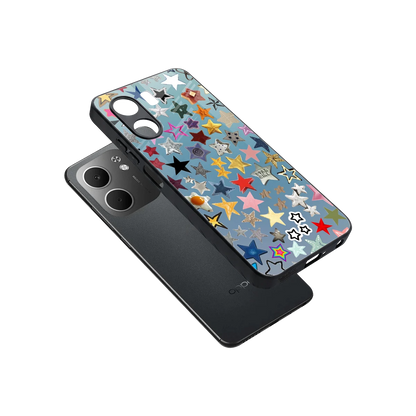 Celestial Glow sleek oppo a5x 5g cover with tempered glass back and TPU edges
