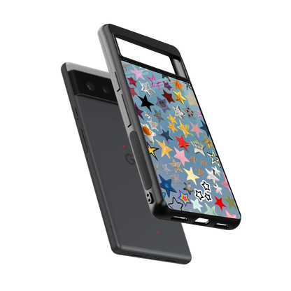 Celestial Glow sleek google pixel 6a cover with tempered glass back and TPU edges