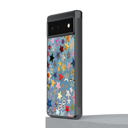 Celestial Glow stylish phone case for google pixel 6a | glossy glass and slim fit