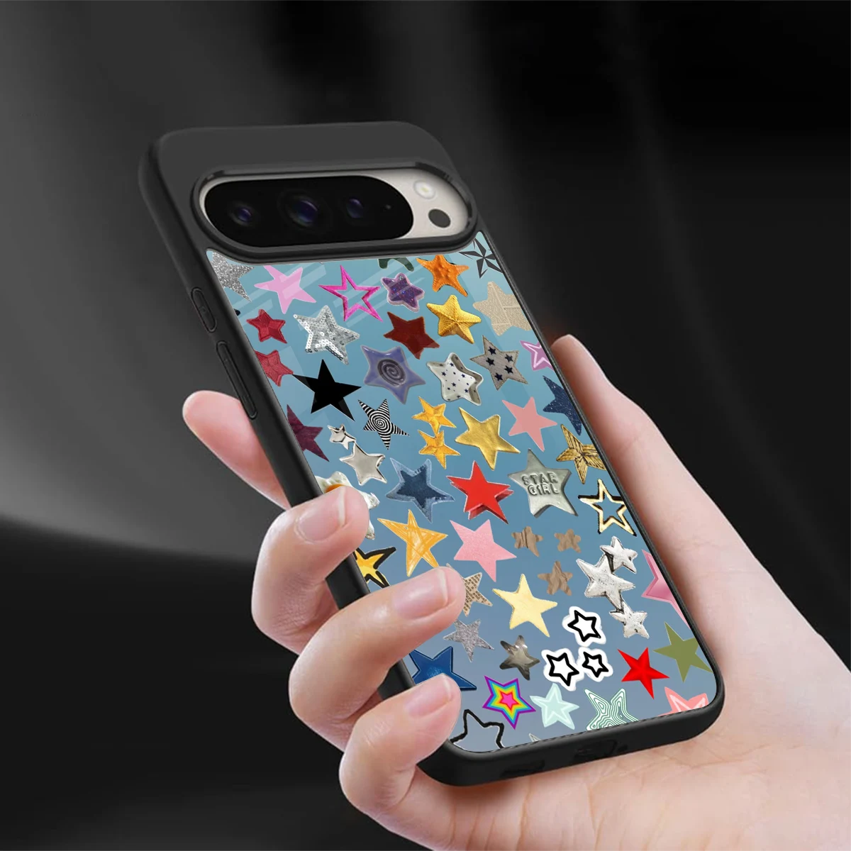 Celestial Glow sleek google pixel 9 pro cover with tempered glass back and TPU edges