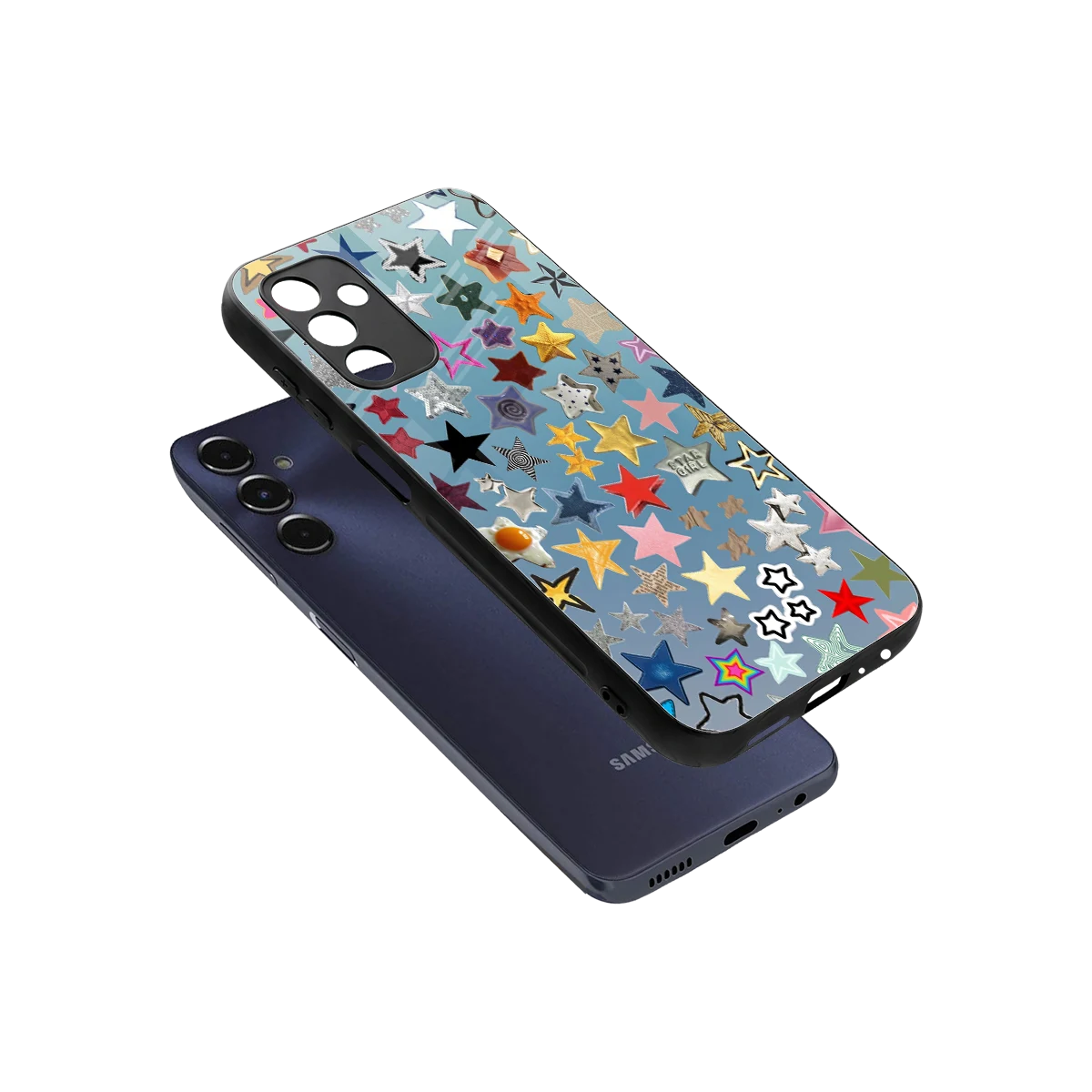 Celestial Glow sleek samsung galaxy m14 5g cover with tempered glass back and TPU edges