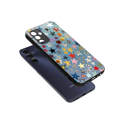 Celestial Glow sleek samsung galaxy m14 5g cover with tempered glass back and TPU edges