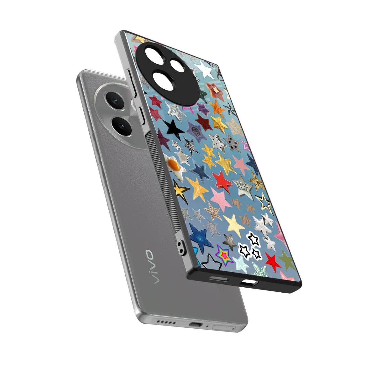 Celestial Glow sleek vivo v30e cover with tempered glass back and TPU edges