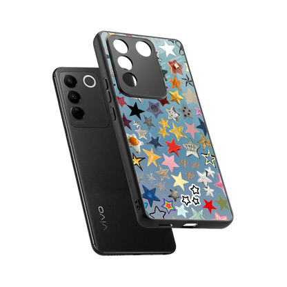 Celestial Glow sleek vivo v27 5g cover with tempered glass back and TPU edges