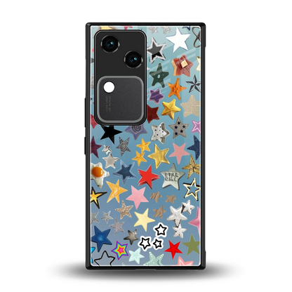 Celestial Glow back phone cover | glass case for vivo v30