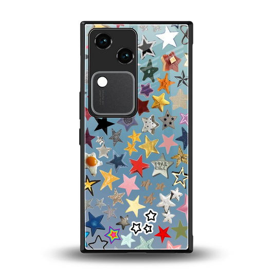 Celestial Glow back phone cover | glass case for vivo v30