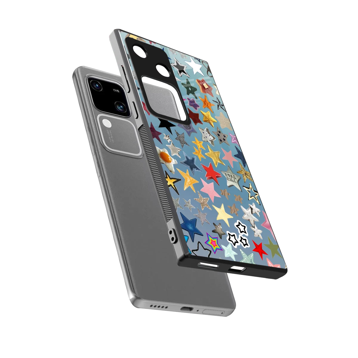 Celestial Glow sleek vivo v30 cover with tempered glass back and TPU edges