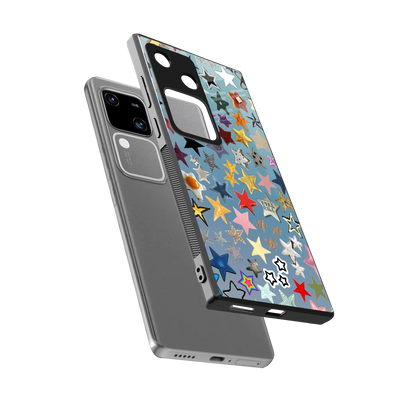 Celestial Glow sleek vivo v30 cover with tempered glass back and TPU edges