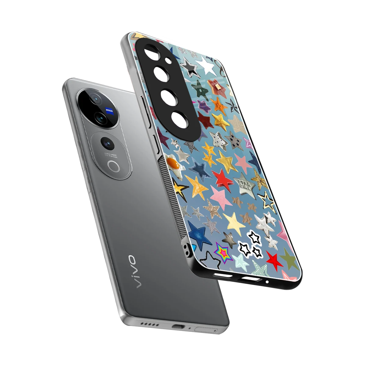 Celestial Glow sleek vivo v40 pro cover with tempered glass back and TPU edges