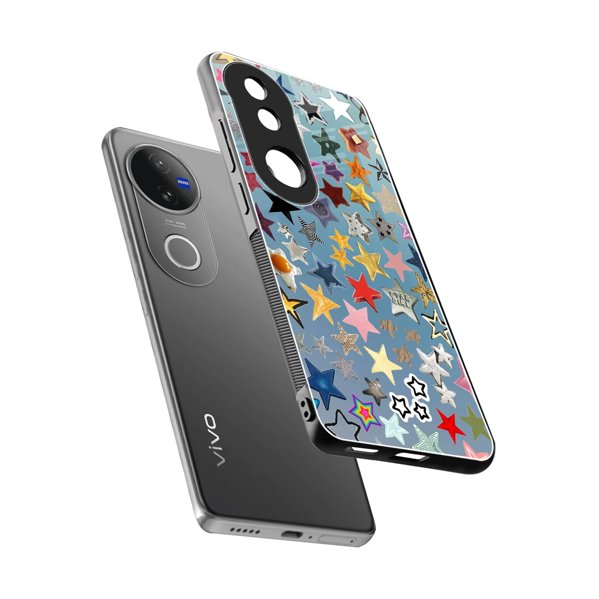 Celestial Glow sleek vivo v50 cover with tempered glass back and TPU edges