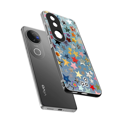 Celestial Glow sleek vivo v50 cover with tempered glass back and TPU edges
