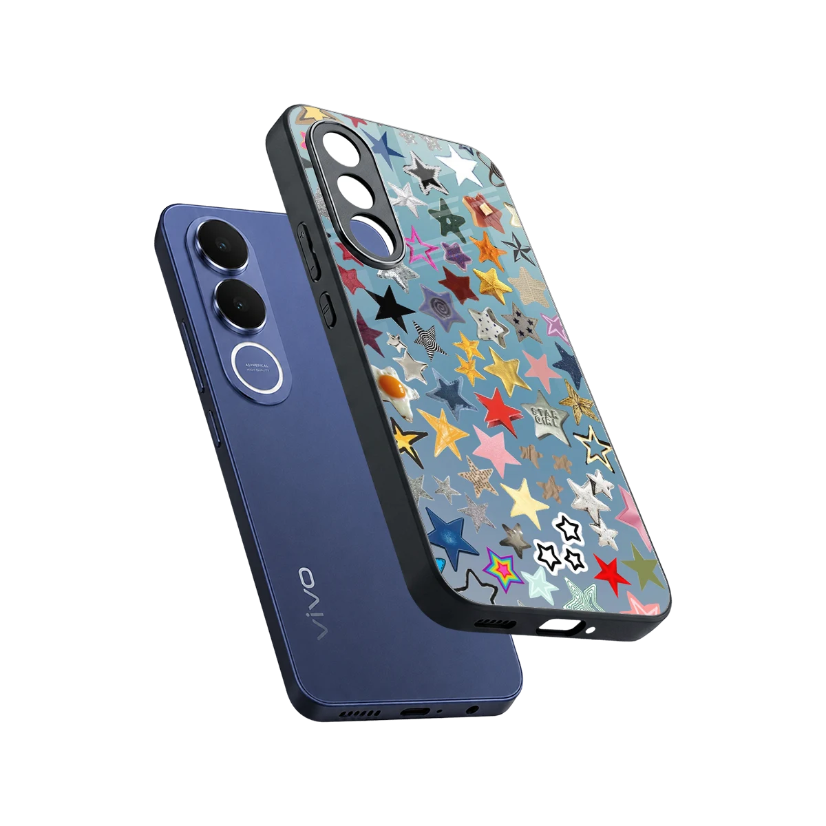 Celestial Glow sleek vivo v70 fe cover with tempered glass back and TPU edges
