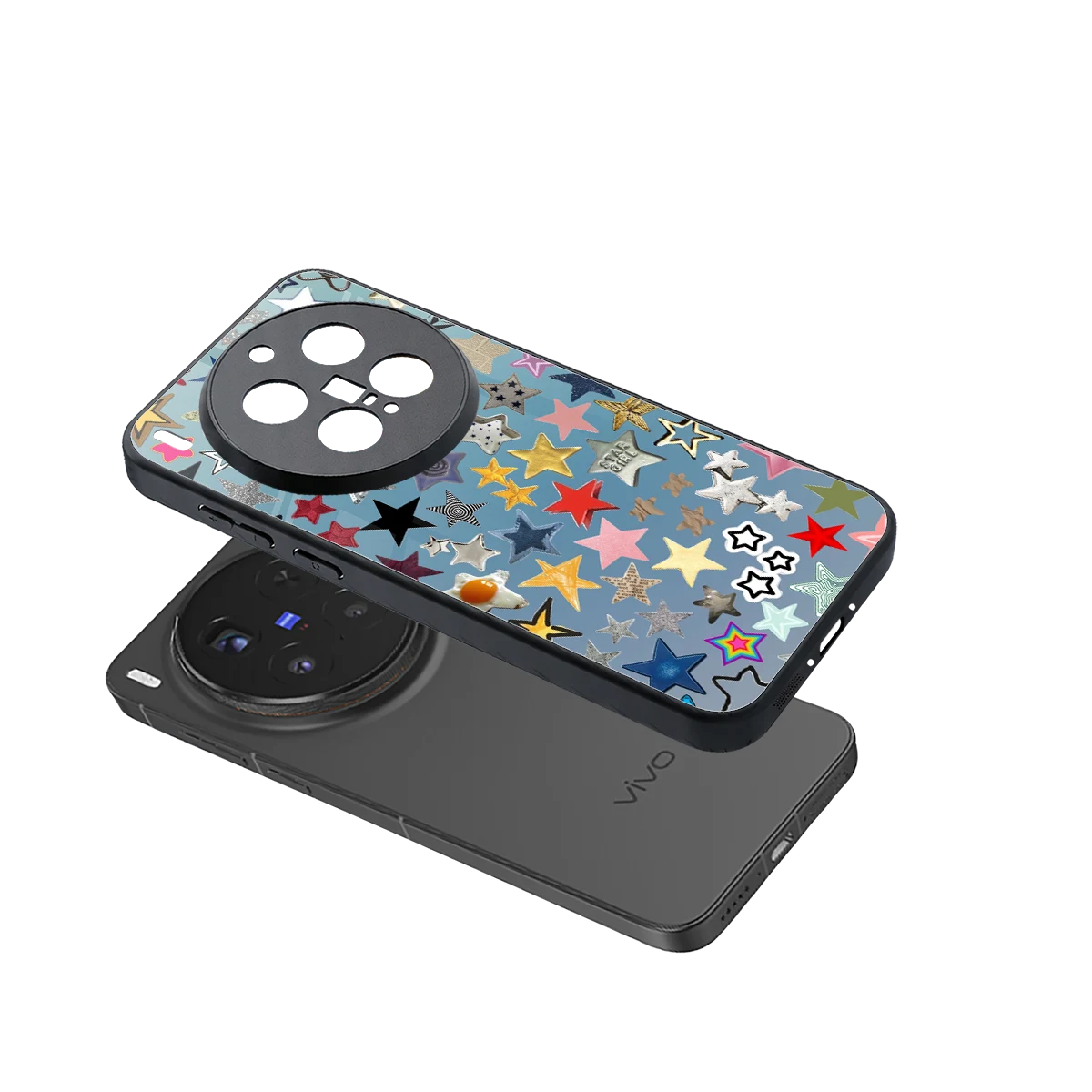 Celestial Glow sleek vivo x300 pro cover with tempered glass back and TPU edges