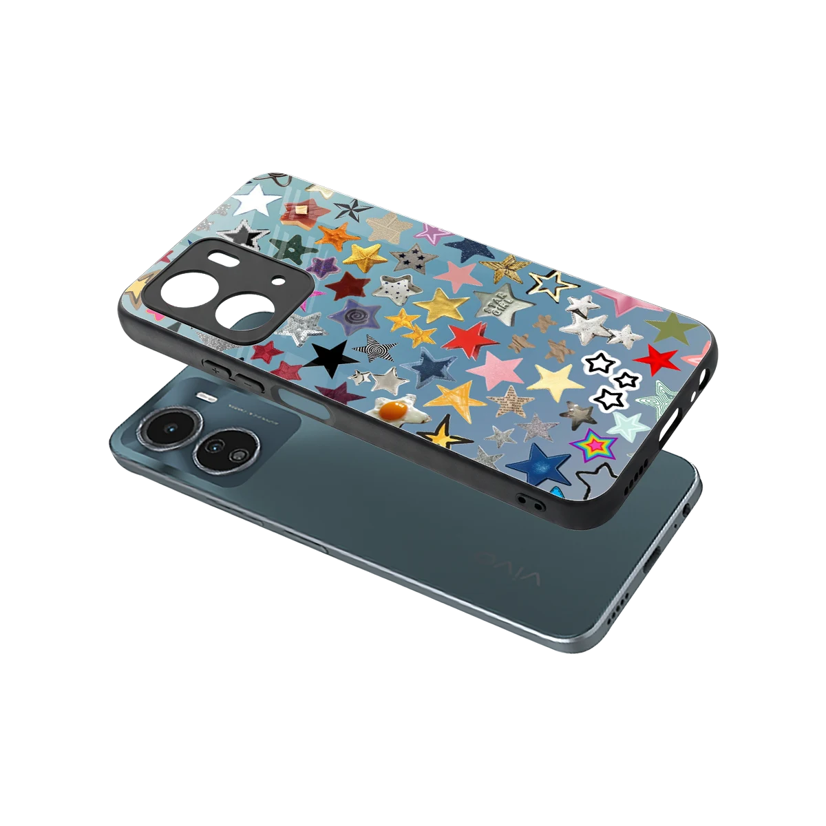 Celestial Glow sleek vivo y16 cover with tempered glass back and TPU edges