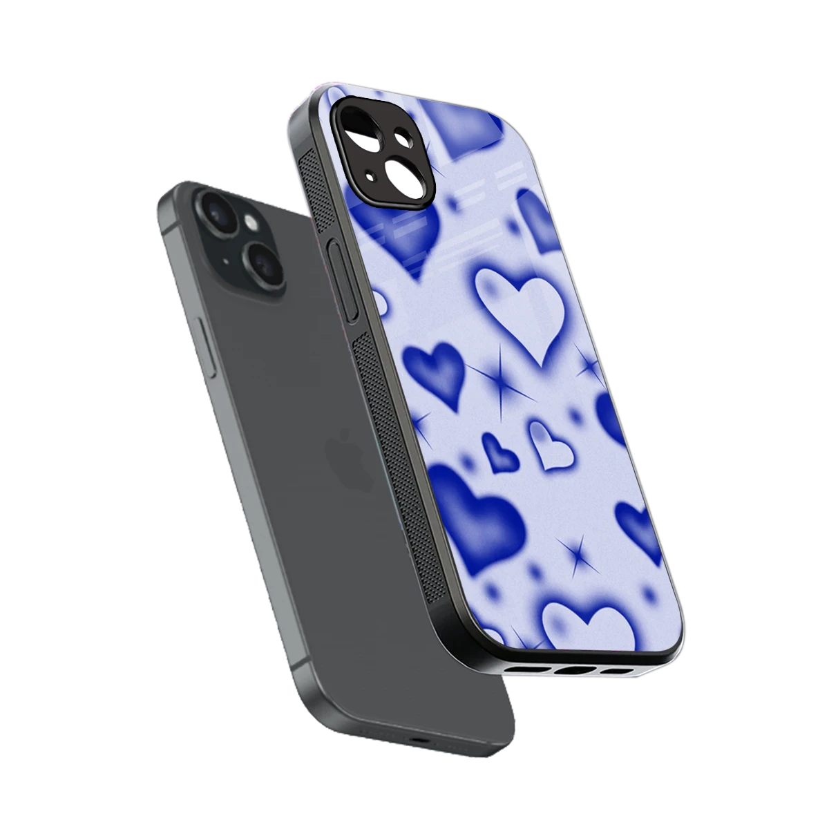 Celestial Hearts sleek iphone 14 plus cover with tempered glass back and TPU edges