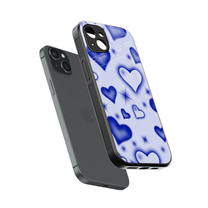 Celestial Hearts sleek iphone 14 plus cover with tempered glass back and TPU edges