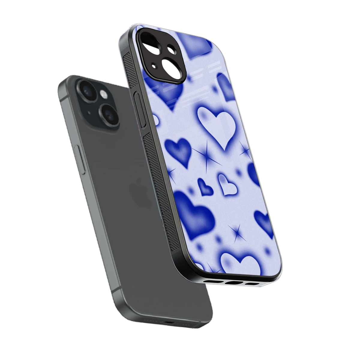 Celestial Hearts sleek iphone 15 cover with tempered glass back and TPU edges